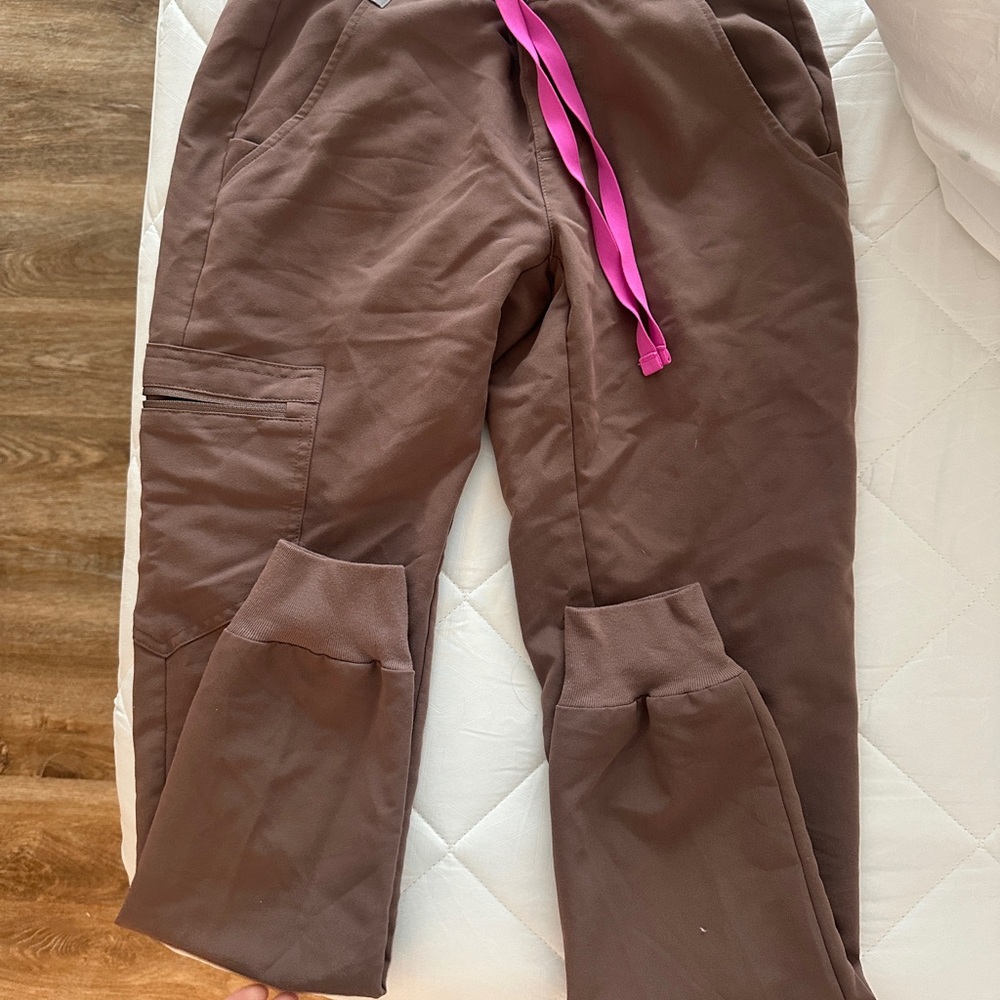 Figs Brown Technical Pants with Pink Accents